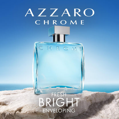 Chrome Eau De Toilette - Fresh Aquatic Mens Cologne - Citrus, Woody, Musky Fragrance -Fresh Notes of Bergamot - Everyday Wear - Classic Summer Beach Scent - Luxury Perfumes for Men