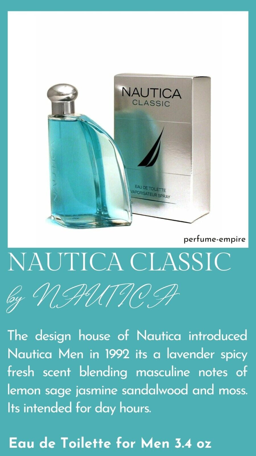 NAUTICA CLASSIC 3.3 / 3.4 Oz EDT Cologne for Men New in Box