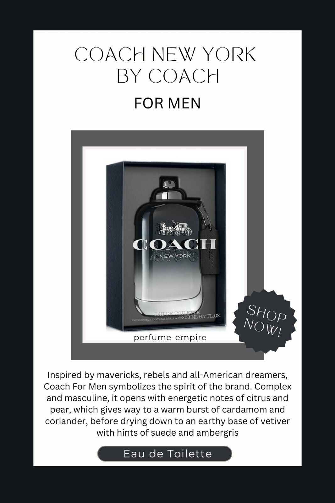 COACH NEW YORK by Coach Cologne for Men EDT 6.7 Oz New in Box