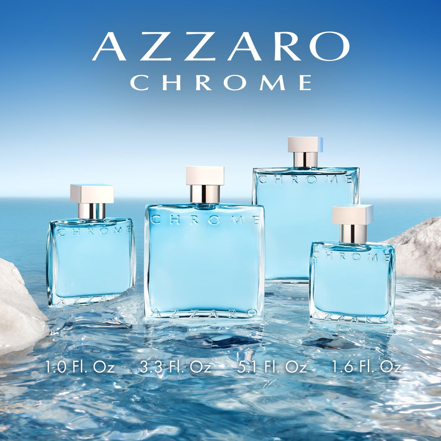 Chrome Eau De Toilette - Fresh Aquatic Mens Cologne - Citrus, Woody, Musky Fragrance -Fresh Notes of Bergamot - Everyday Wear - Classic Summer Beach Scent - Luxury Perfumes for Men