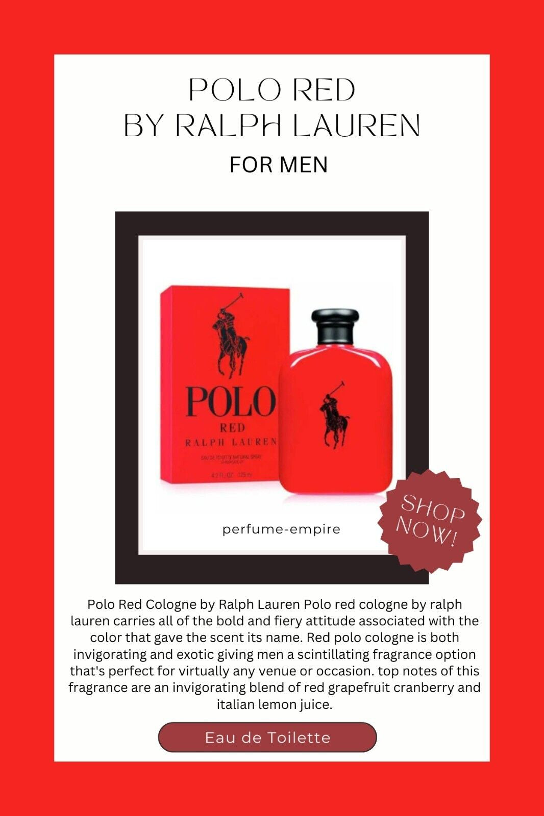 POLO RED by Ralph Lauren 4.2 Oz EDT Cologne for Men Spray New in Box